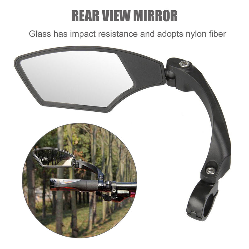 Bicycle Rear View Mirror 360 Rotation HD Anti-Shock Glass Lens (Left) Newly