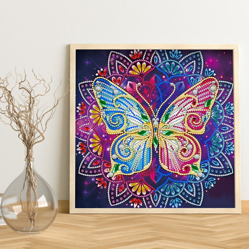 #A 5D Diamond Painting Kit Blue Flower Butterfly Partial Special Shape Drill D
