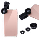 Clip 3-in-1 180 Fish-Eye Lens+Wide Angle Lens+Macro Lens Black Newly