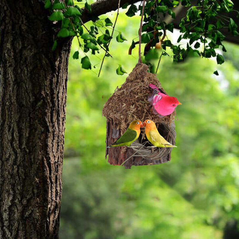 Handwoven Simulation Tree Bird House Outdoor Hanging Bird Shelter Accessori