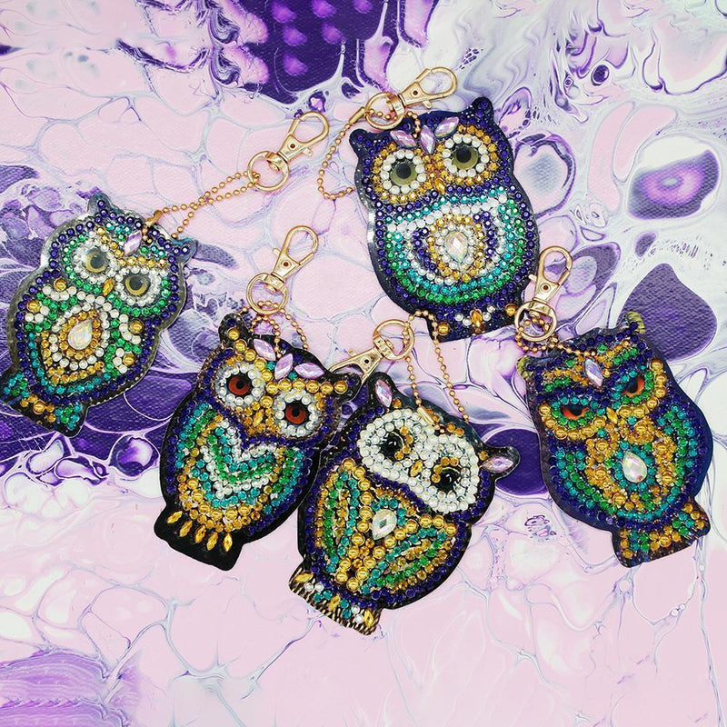 5pcs/Set DIY Diamond Painting Keychain Full Drill Rhinestone Bird Shape Pendant