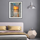 Handmade Full Square Drill 5D Door Sunset Drawing Kit DIY Diamond Painting Craft