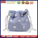Daisy Flower Straw Weave Bucket Shoulder Bag Women Summer Crossbody Handbags