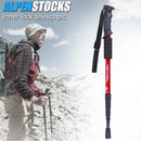 Trekking Pole 4 Sections Aluminum Telescopic Hiking Walking Cane (Red) Newly