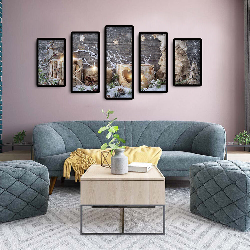 11CT Full Cross Stitch Christmas DIY 5 Panels Printed Wall Art Crafts Home Decor