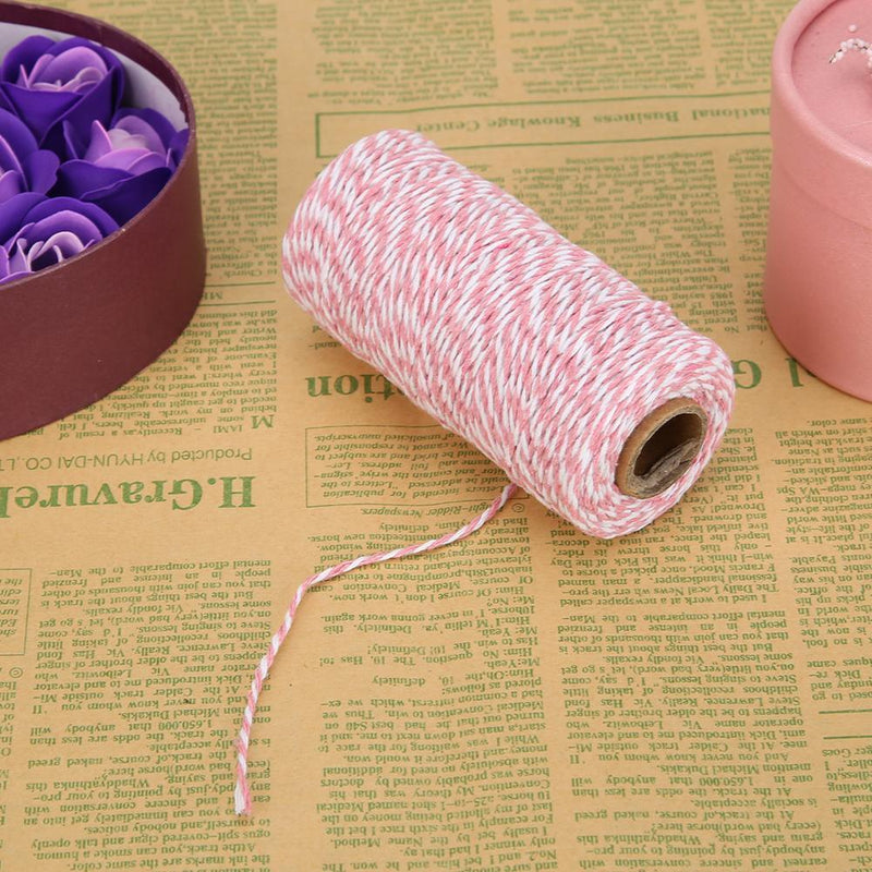 1 Roll 100 Meters 2Ply Cotton Twine DIY Weaving Handmade Craft Rope (Pink) Newly