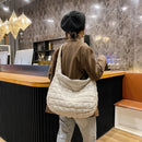 Large Capacity Shoulder Bag Solid Lattice Color Handbag Women Eiderdown Satchels