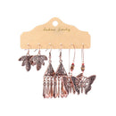 Bohemia Jewelry Geometric Drop Dangle Circle Leaf Earrings Set Tassel Fringe