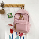Preppy Style Women Pure Color Knapsack School Travel Large Backpack (Pink)
