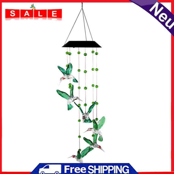 Solar Hummingbird Wind Chimes Hanging Catcher Windchime Pendant Hanging Ornament