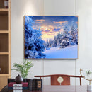 Canvas Paint By Numbers Snow Forest Oil Hand Painted Drawing Kit Home Decoration