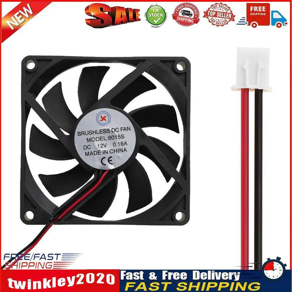 Low Noise 8015S DC12V 0.16A 80x80x15mm Brushless DC Cooling Fan Radiator Newly