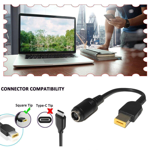 For Lenovo Thinkpad Round Jack to Square Plug Adapter Charger Power Converter`
