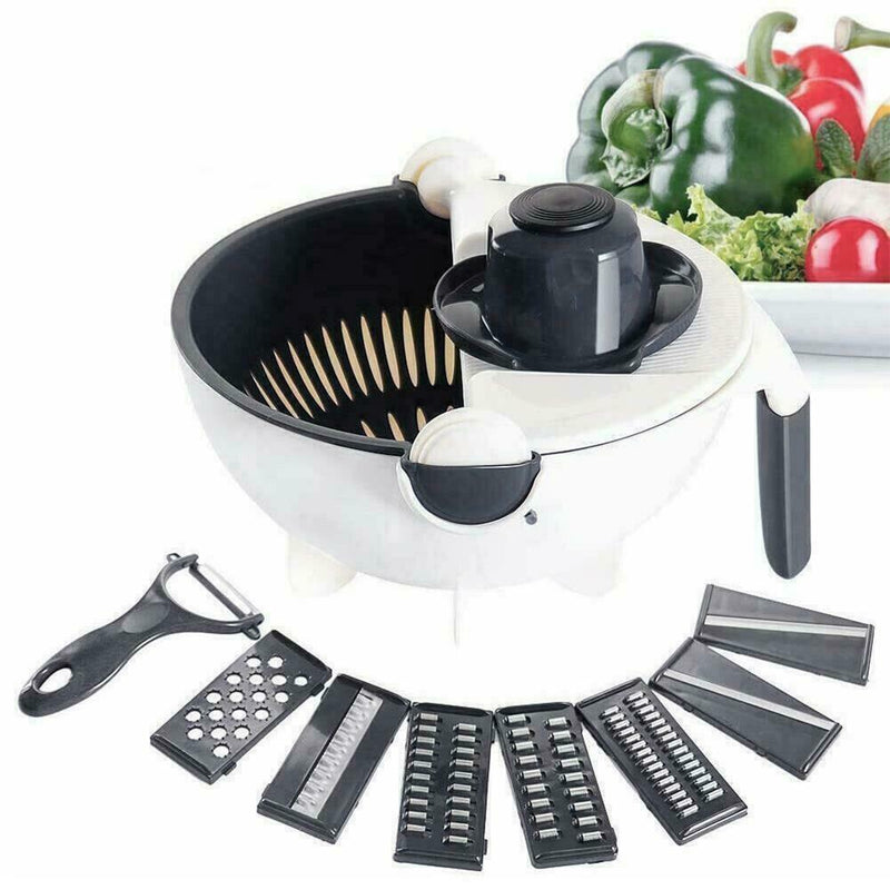9 in 1 Multifunctional Vegetable Cutter With Drain Large Basket Capacity H E6B4