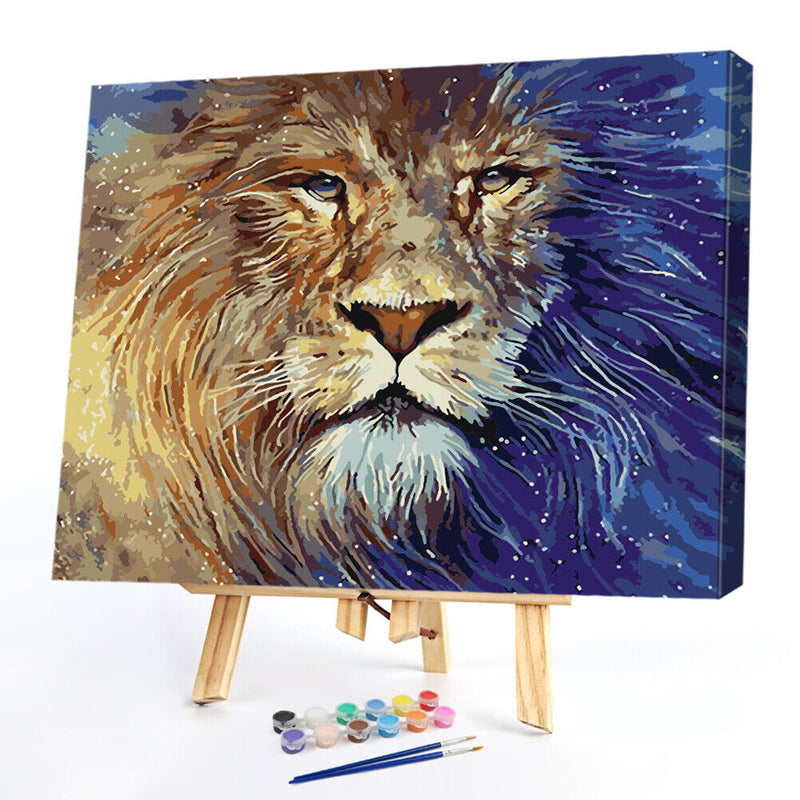 Lion Oil Paint By Numbers Kits DIY Handpainted on Canvas Wall Art Pictures
