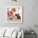 DIY Cotton Thread Feeding Cats Partial Cross Stitch Stamped Embroidery Set Craft