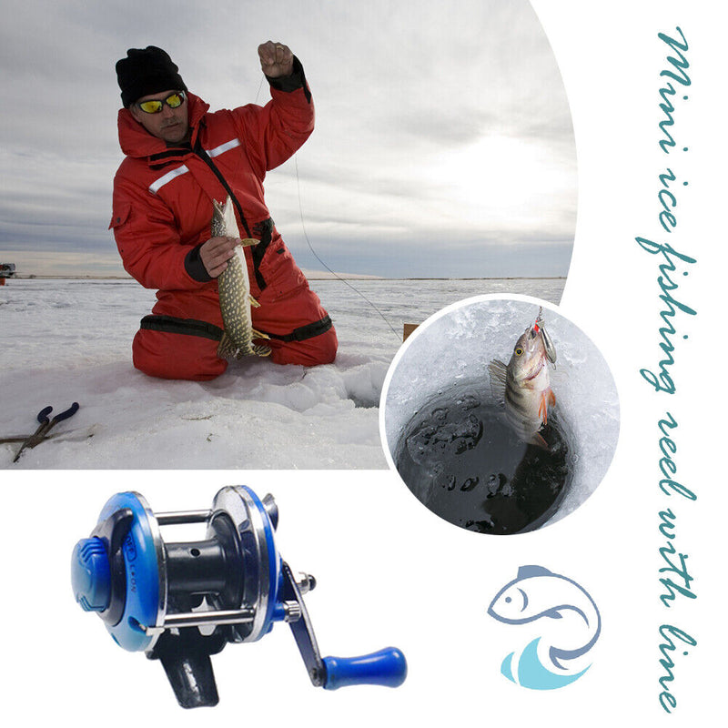 Winter Mini Baitcasting Boat Fishing Reel Roller Coil Fish Wheel (Blue) Newly