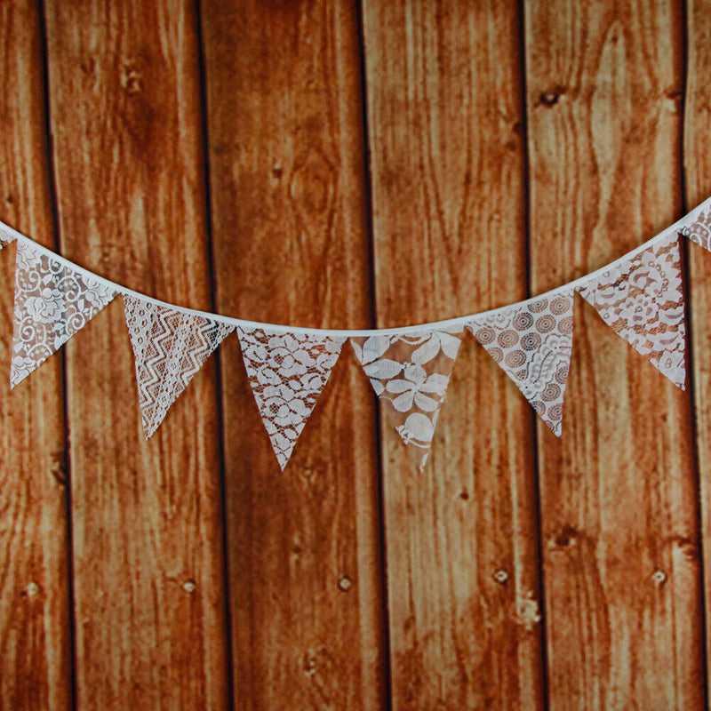 12 Flags White Lace Flag Banner  Pennant Wedding/Birthday Party Decor