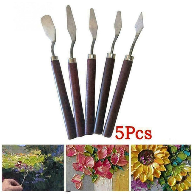 5pcs Steel Artist Oil Painting Palette Tool Art Kit L6C0 Paint F2U0 D1X0
