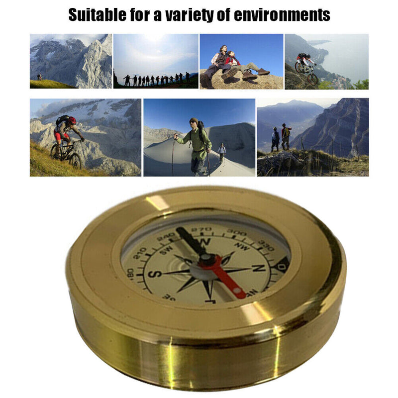 Mini Portable Brass Copper Navigation Compass for Outdoor Camping Activitie
