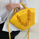 PU Leather Women Shoulder Bag Acrylic Chain Lady Large Capacity Handbags Tote