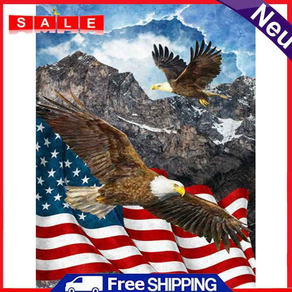 5D DIY Diamond Painting USA Flag Eagle Full Round Drill Crafts Mosaic Rhinestone