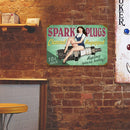 Retro Spark Plug Woman Metal Plate Painting for Pub Tin Plaques Wall Sign