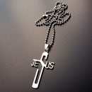 Christian Symbol Jesus Cross Stainless Steel Pendant Necklace Coopper Chain