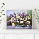 Oil Paint By Numbers Vase Purple Flower Frameless Picture Craft Kit for Home