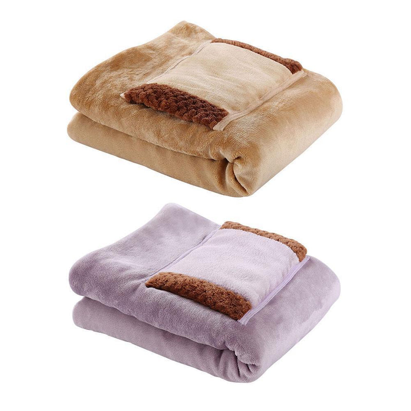 Electric Blanket Adjustable Rope Winter Heated Pad for Home Sofa Bed (Camel)
