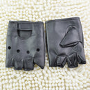Adults Fashion Anti-Skid Half-Finger Hollow Leather Gloves Hip-Hop Rivet Glov