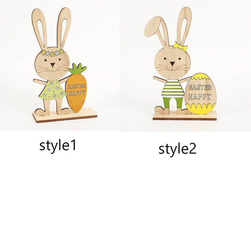 Desktop Ornament Wooden Rabbit Ornaments Bunny Easter pendants Stand