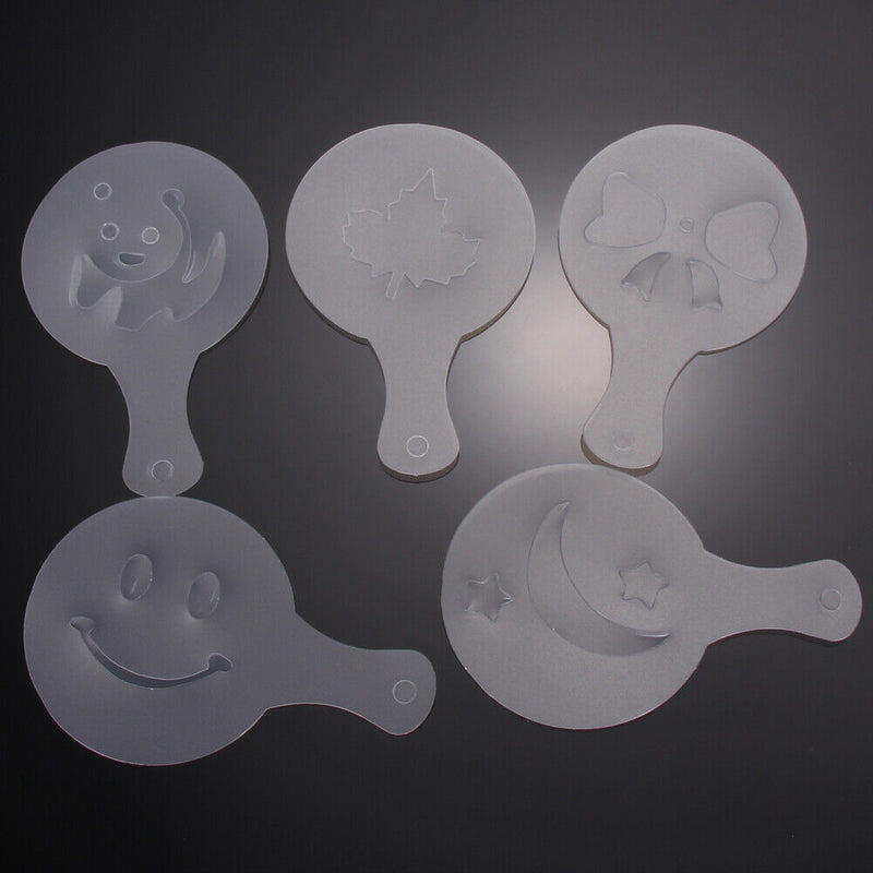 16 Coffee Machine Barista Stencils Template Strew Flowers Pad Duster Spray