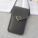 Leather Shoulder Messenger Bag Women Touch Screen Phone Pouch (Dark Grey)