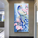 Blue Peacock Oil Paint By Numbers Kits DIY Handpainted on Canvas Wall Unframed