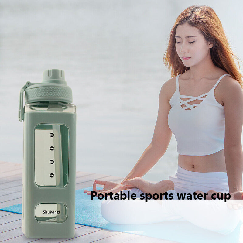 Sports Water Bottle Large Capacity Outdoor Portable Straw Water Cup (Green)