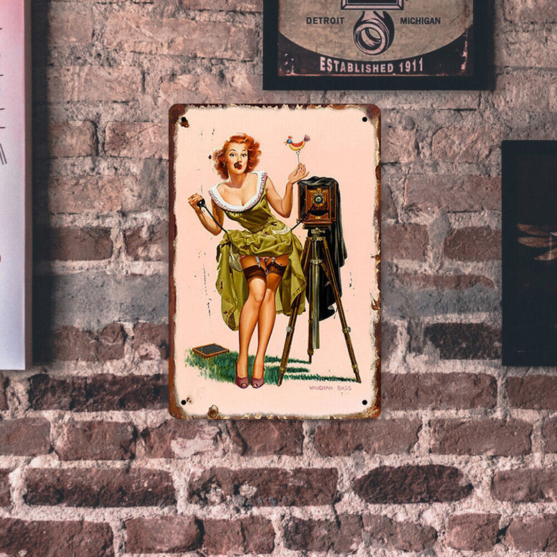 Metal Tin Sign Plaque Sexy Girl Home Decor Living Room Wall Iron Art Poster