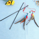 1pc Cat Teaser Wall Toys Funny Colorful Feather Rod Pet Interactive Bell Stick