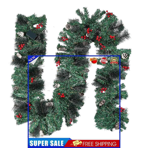 Christmas Rattan Garland Ornametns LED Christmas Wreath Background Pendant