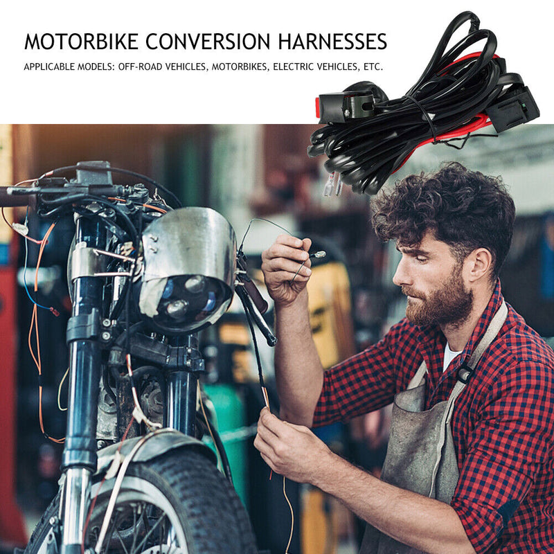 Motorbike Spotlight LED Lamp Headlight Motorcycle Harness Replacement Wire Line