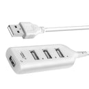 4 Port USB 2.0 Hub w/ 1.6-Foot Cable for PC Flash Drive Mobile HDD (White)
