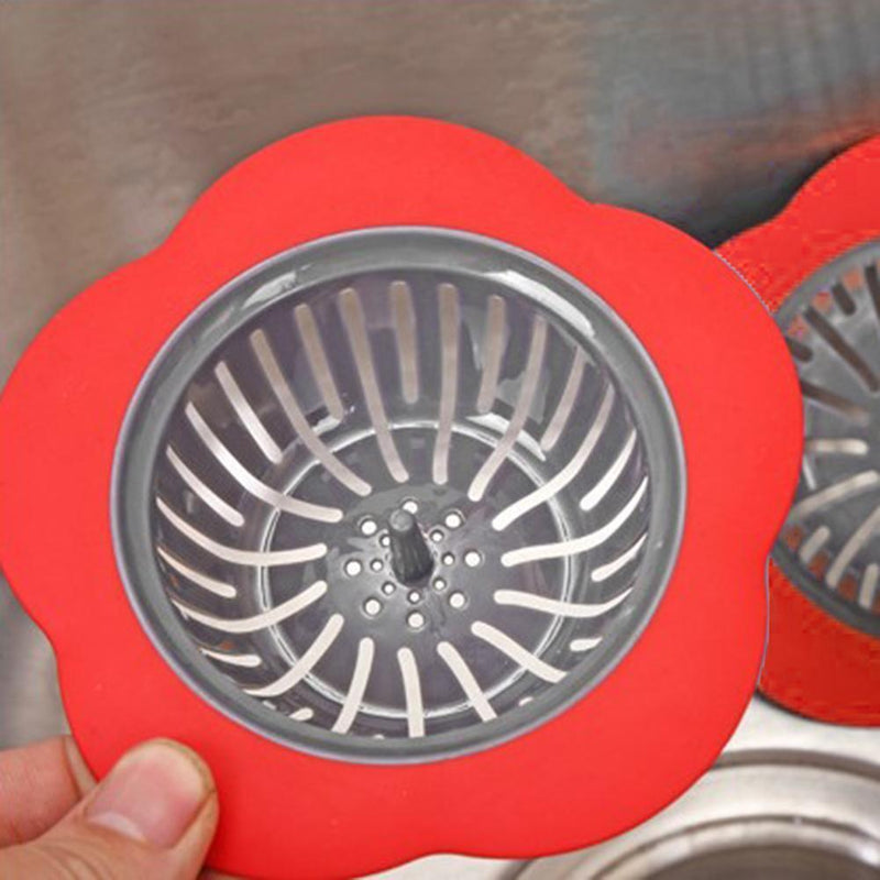 Flower Sink Strainer Kitchen Drain Filter Bathroom Drainage Hair Trap(Red)