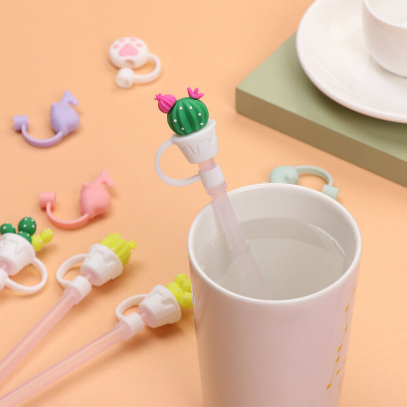 Drinking Dust Cap Cup Accessories Silicone Straw Plug Cartoon Plugs Cover