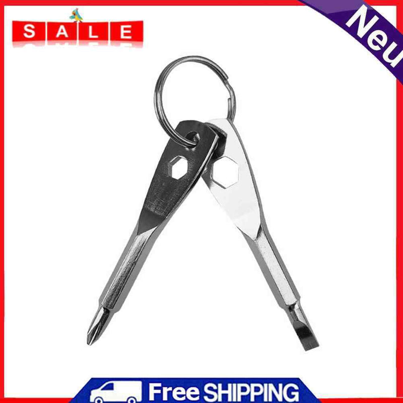 1 Set Stainless Steel Mini EDC Slotted Screwdrivers Keychain Pocket Repair Tools