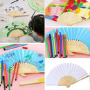 White Hand Held Fan Folding Bamboo Paper Wooden Wedding r. Events Deco