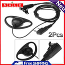 2PCS 2 Pin D-Shape Earpiece Headset MIC PTT for Baofeng Kenwood Puxing TYT Radio