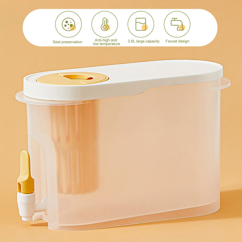 Plastic Cold Kettle with Faucet Large Capacity Beverage Container (White) Newly