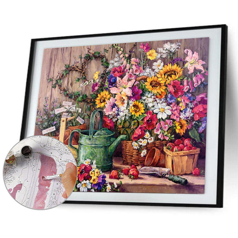Table Flower Oil Paint By Numbers Kit DIY Drawing Picture for Adults Home Dec