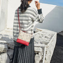 Boho Women Hollow Shoulder Messenger Bags Leather Small Crossbody Bag (Red)