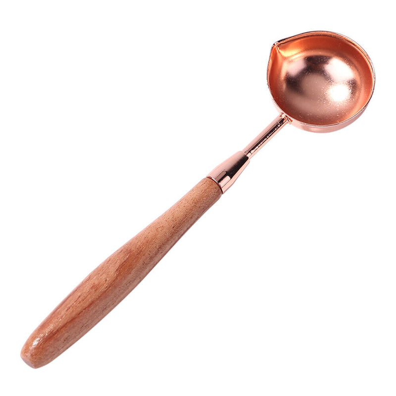Wooden Handle Sealing Wax Bead Tablet Melting Spoon for Scrapbooking (C) Newly